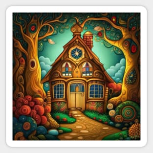 Magical Fairytale Woodland Cottage Sticker